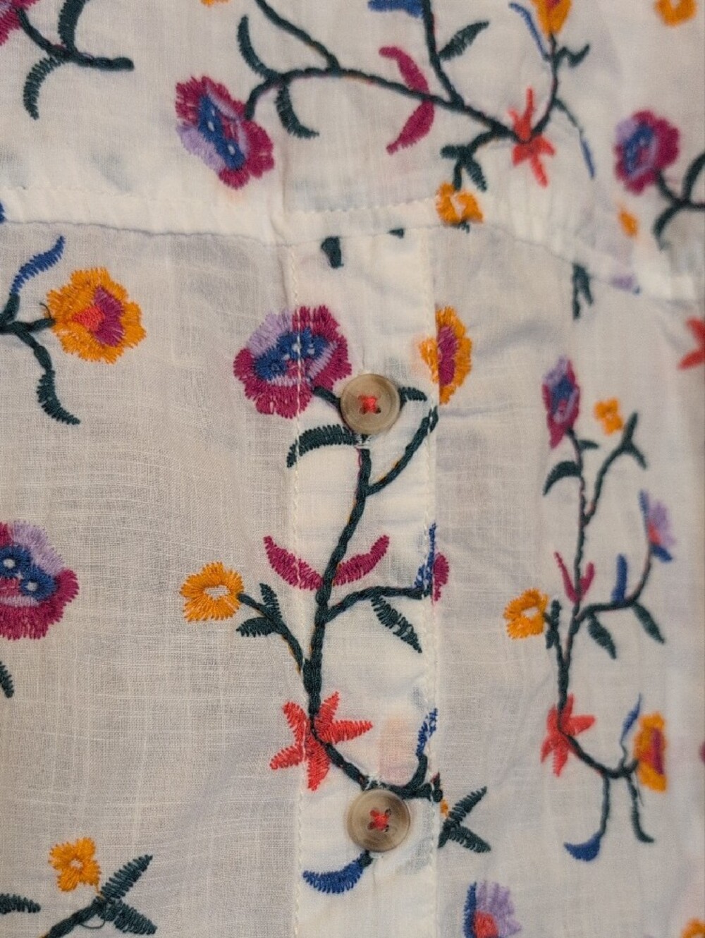 Anthropologie Pilcro White Floral Short Sleeve Blouse - Picture 7 of 9
